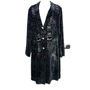 Monsoon Twilight Black Burnout Velvet Frock Opera Coat Jacket  Semi Sheer 10